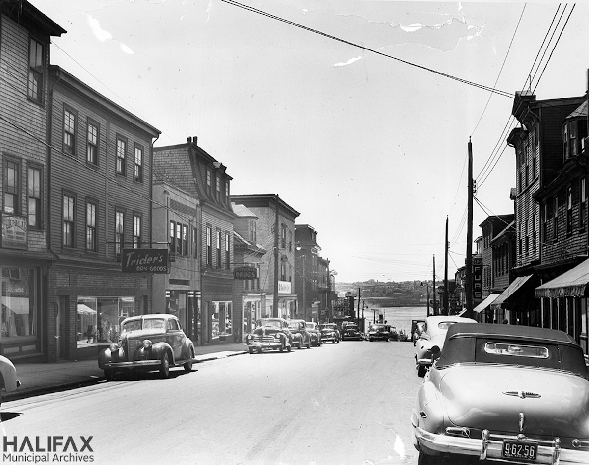 1947 - Portland Street looking towards Ferry landing- Storefronts from - Halifax Municipal Archives-101-80C-6-4.1