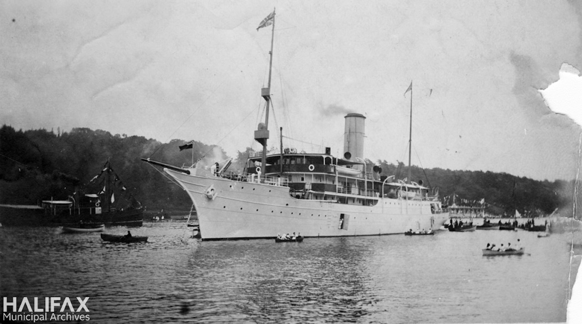 1912 - D.G.S. Earl Grey in the Northwest Arm, Memorial Tower Dedication- Ships and Boats photos from Halifax Municipal Archives (HMA), John and Beatrice Alley-CR16-89a
