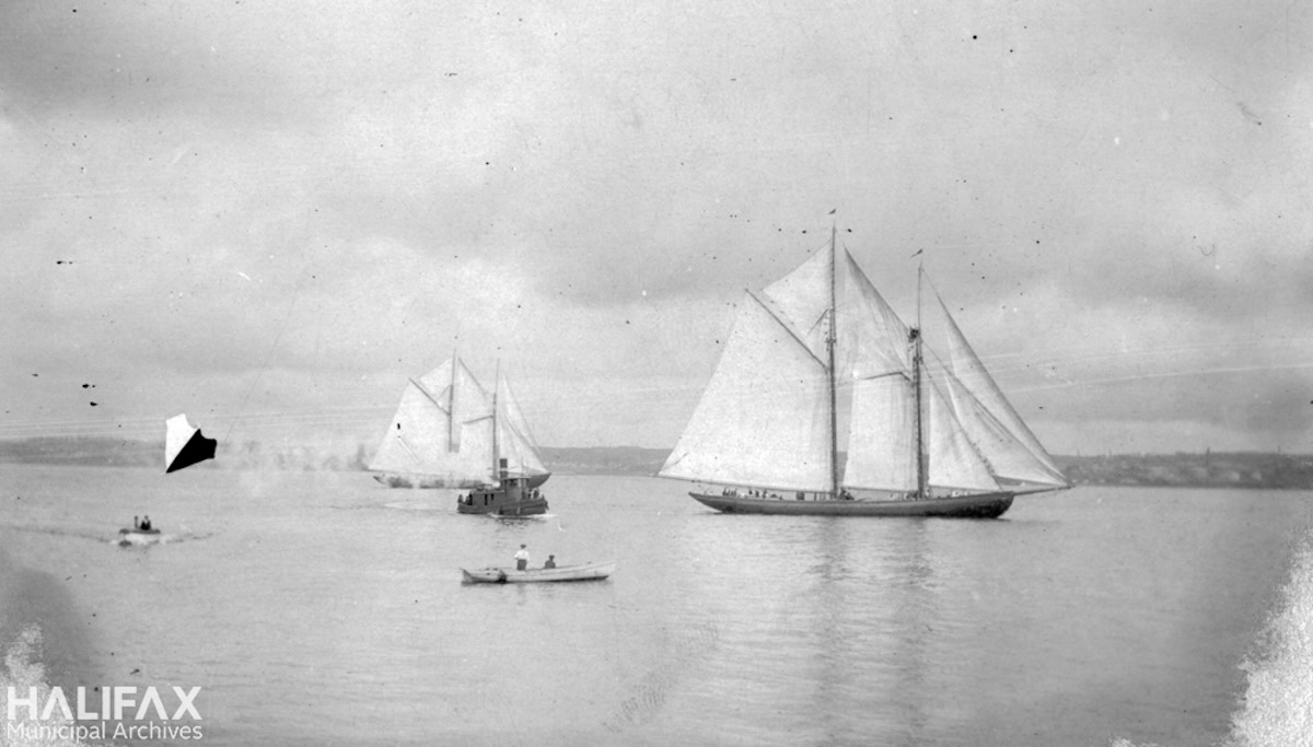 1920ca - Sailboats and steamer in Halifax Harbour-Halifax Municipal Archives (HMA), John and Beatrice Alley-CR16-51b
