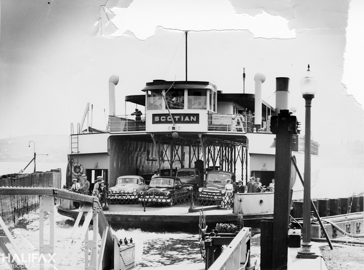 1950ca - Dartmouth ferries, the S.S. Scotian docking at the Dartmouth terminal
